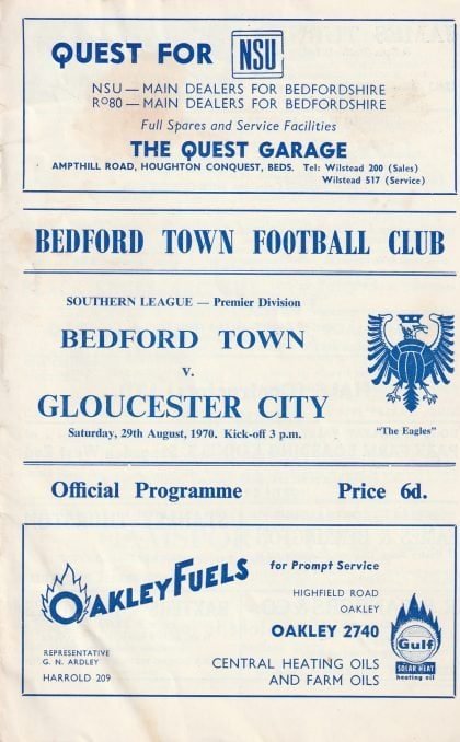 Bedford Town v Gloucester City 29-Aug-1970