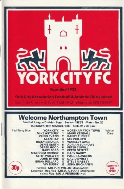 York City v Northampton Town  15-Mar-1983