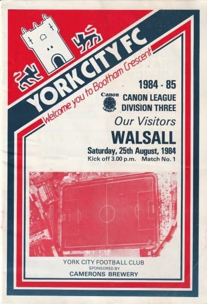 York City v Walsall   25-Aug-1984