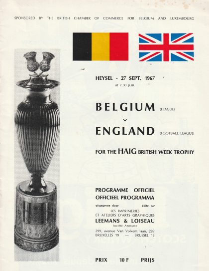 Belgium League v English League  27-Sep-1967