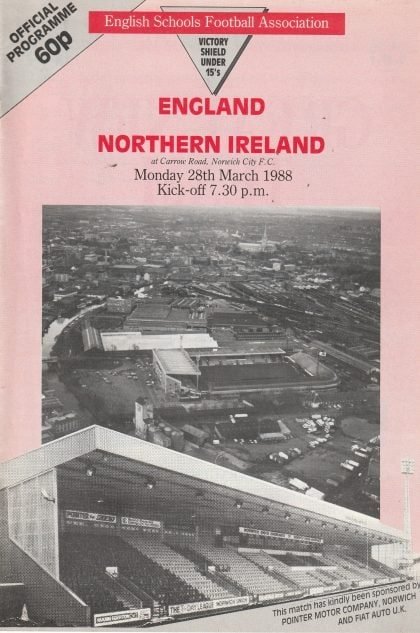 England Schoolboys  v Northern Ireland Schoolboys    28-Mar-1988