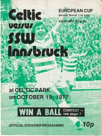 Glasgow Celtic v SWW Innsbruck 19-Oct-1977