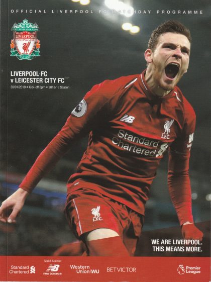 Liverpool v Leicester City 30-Jan-2019