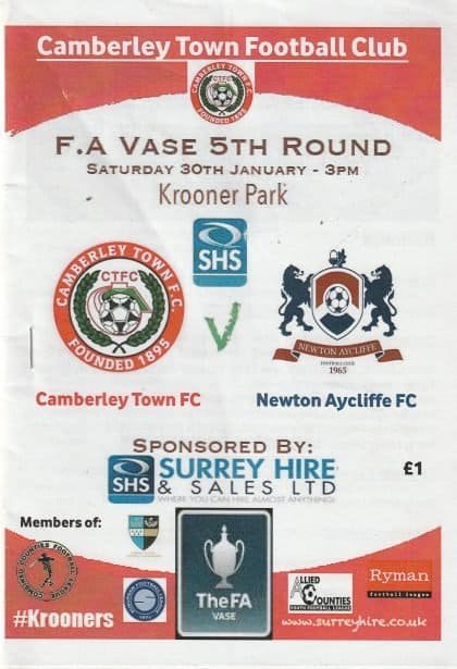 Camberley Town v Newton Aycliffe  30-Jan-2016