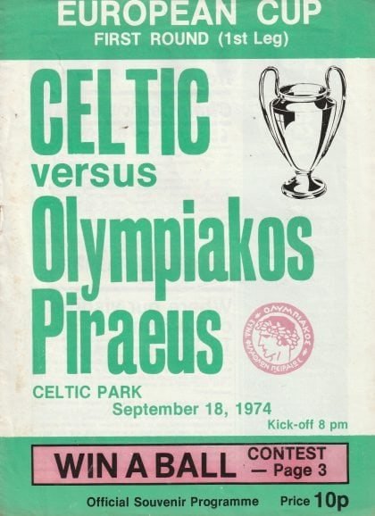 Glasgow Celtic v Olympiakos Piraeus  18-Sep-1974