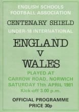 England Schoolboys v Wales Schoolboys 11-Apr-1981