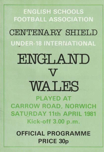 England Schoolboys v Wales Schoolboys 11-Apr-1981
