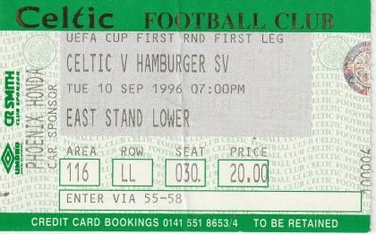 Glasgow Celtic v HSV Hamburg 10-Sep-1996