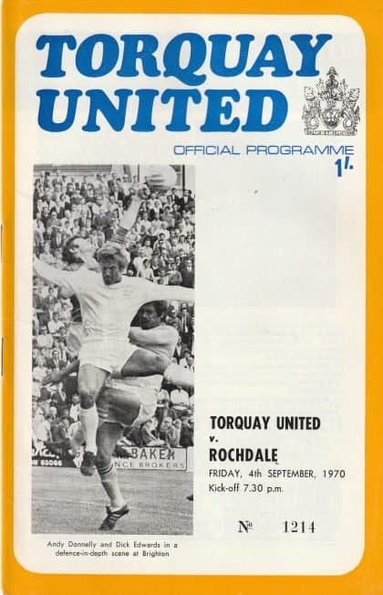 Torquay United v Rochdale  04-Sep-1970
