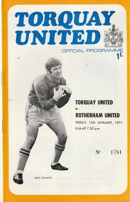 Torquay United v Rotherham United 15-Jan-1971