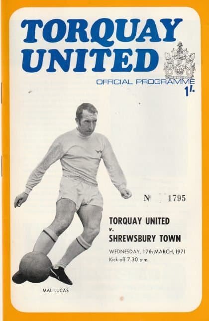 Torquay United v Shrewsbury Town 17-Mar-1971