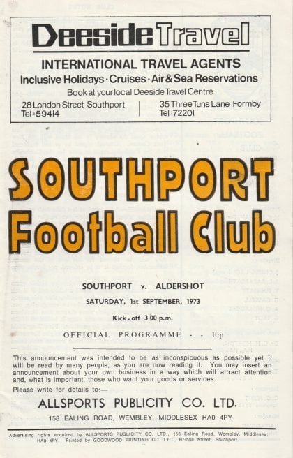 Southport v Aldershot  01-Sep-1973