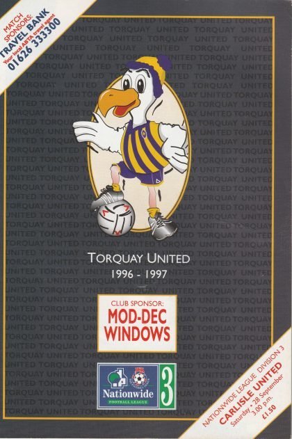 Torquay United v Carlisle United  28-Sep-1996
