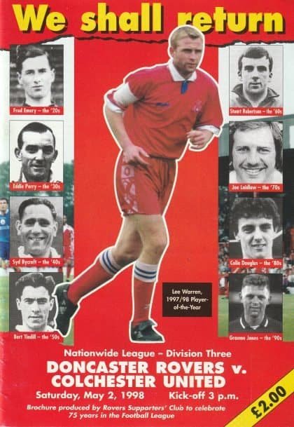 Doncaster Rovers v Colchester United 02-May-1998
