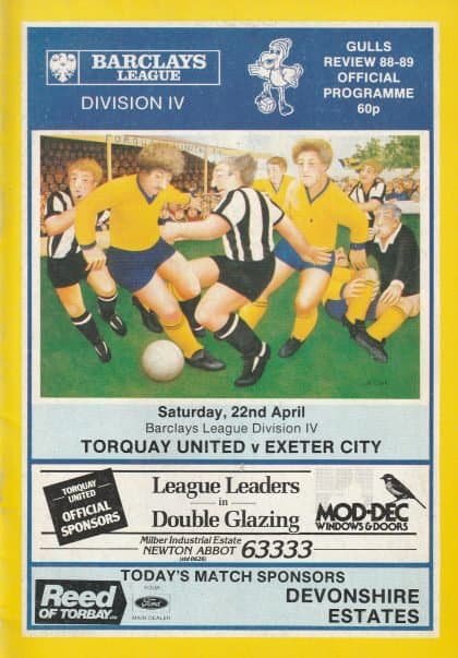 Torquay United v Exeter City 22-Apr-1989