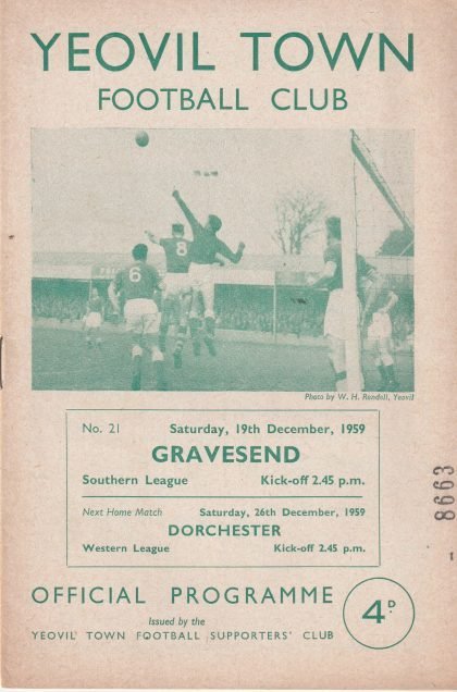 Yeovil Town v Gravesend & Northfleet 19-Dec-1959