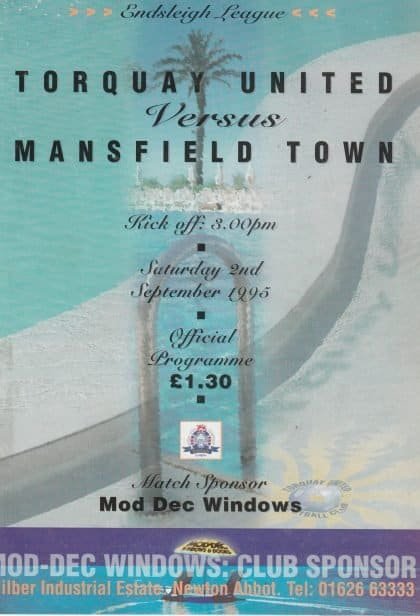 Torquay United v Mansfield Town 02-Sep-1995