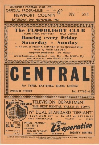 Southport v Newport County  30-Nov-1963