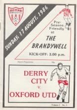 Derry City v Oxford United  17-Aug-1986