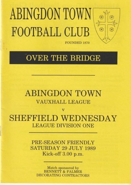 Abingdon Town v Sheffield Wednesday  29-Jul-1989