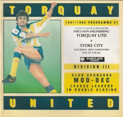 Torquay United v Stoke City  28-Mar-1992