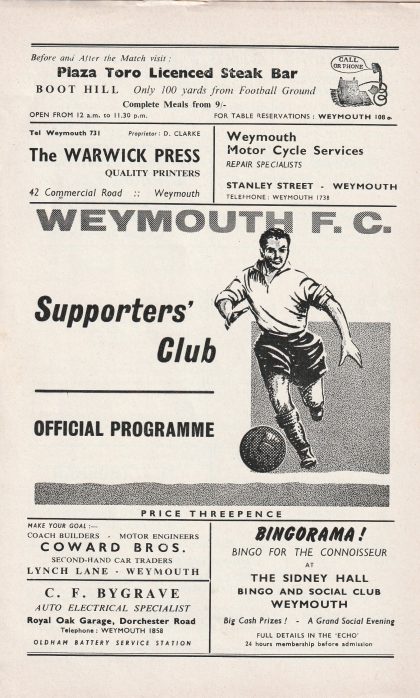Weymouth v Worcester City  09-May-1966