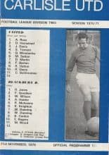 Carlisle United v Blackburn Rovers  21-Nov-1970