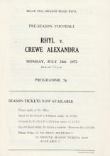 Rhyl v Crewe Alexandra  24-Jul-1972