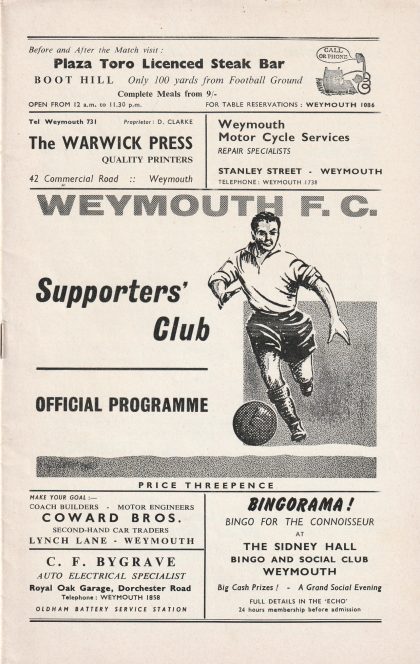 Weymouth v Bedford Town 18-Apr-1966