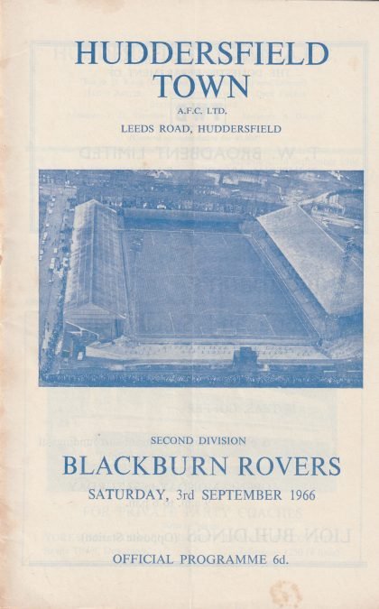 Huddersfield Town v Blackburn Rovers 03-Sep-1966