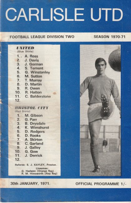 Carlisle United v Bristol City   30-Jan-1971