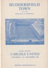 Huddersfield Town v Carlisle United 31-Dec-1966