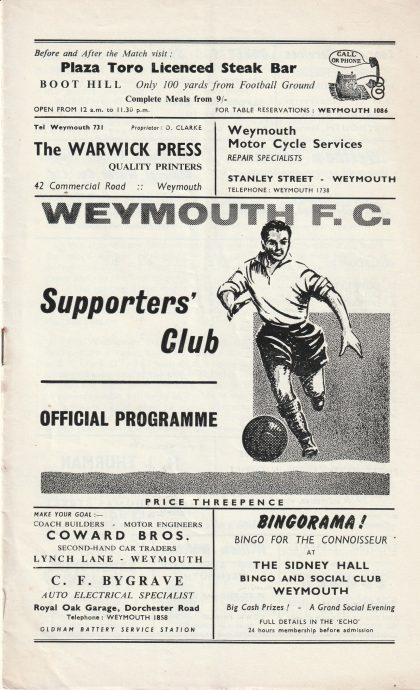 Weymouth v Corby Town 11-Dec-1965
