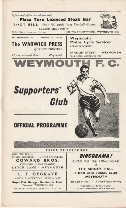 Weymouth v Dartford   02-Oct-1965
