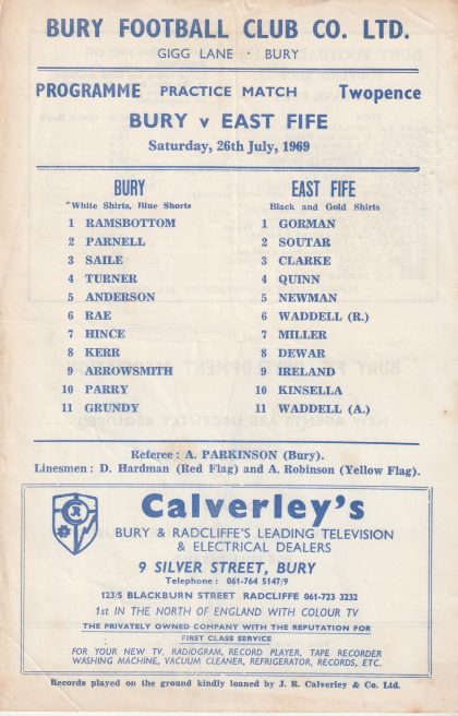 Bury v East Fife  26-Jul-1969