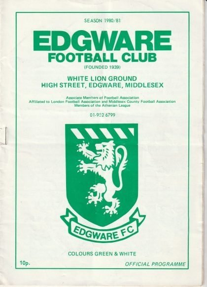 Edgware Town v Finchley  09-Aug-1980