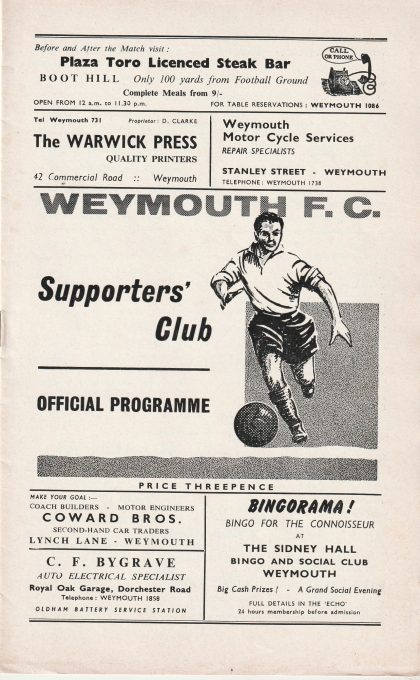 Weymouth v Margate   12-Feb-1966
