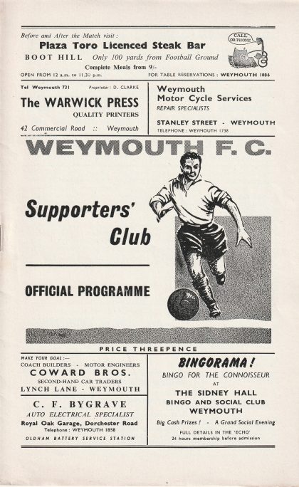 Weymouth Reserves v Poole Town  09-Mar-1966