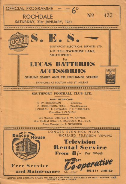Southport v Rochdale  21-Jan-1961