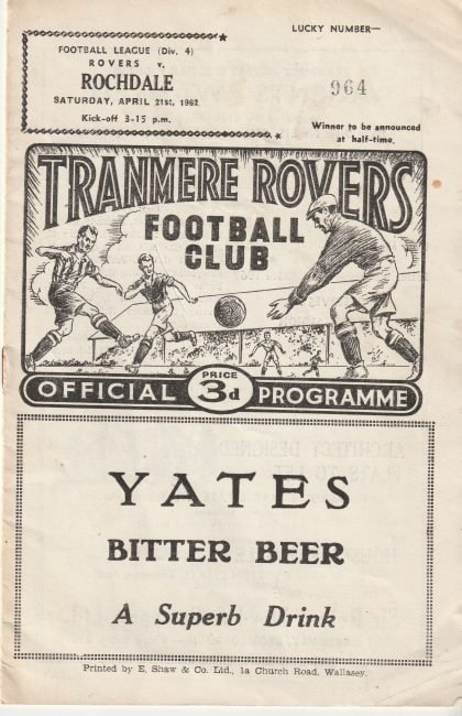 Tranmere Rovers v Rochdale  21-Apr-1962