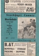Stockport County v Rochdale 09-Mar-1962
