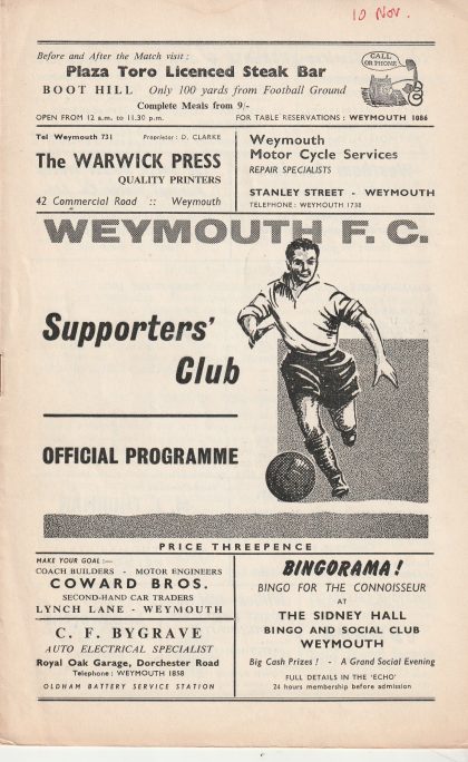 Weymouth v Tonbridge  10-Nov-1965
