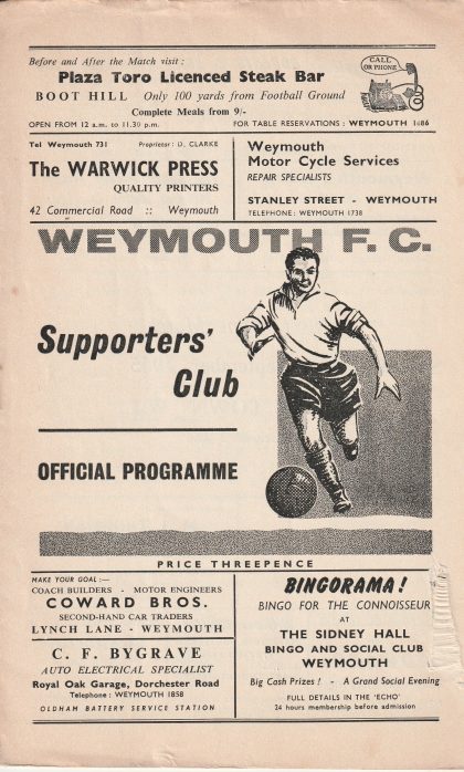 Weymouth v Trowbridge Town  08-Sep-1965
