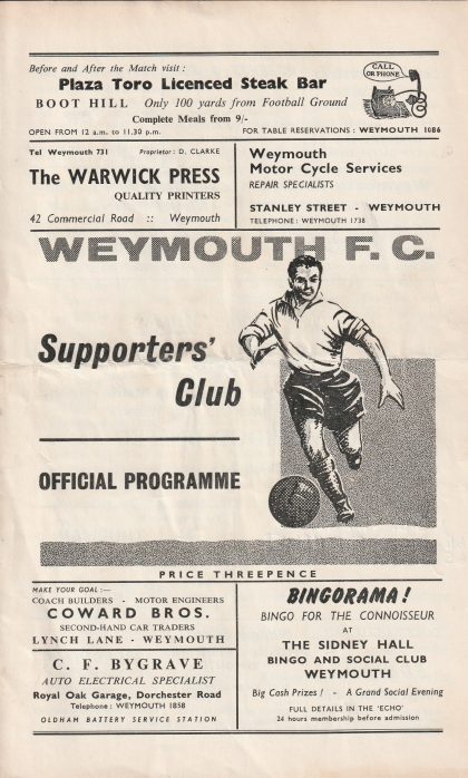 Weymouth v Wimbledon   21-Aug-1965