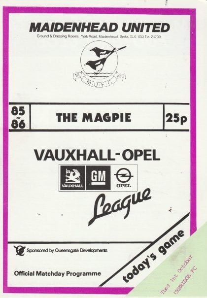 Maidenhead United v Uxbridge  01-Oct-1985
