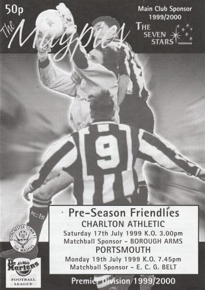Dorchester Town v Charlton Athletic  17-Jul-1999