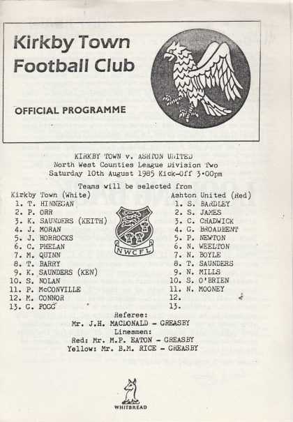 Kirkby Town v Ashton United  10-Aug-1985