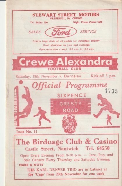 Crewe Alexandra v Barnsley 18-Nov-1967