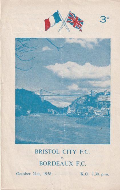 Bristol City v Bordeaux  21-Oct-1958