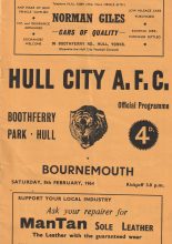 Hull City v Bournemouth and Boscombe Athletic 08-Feb-1964